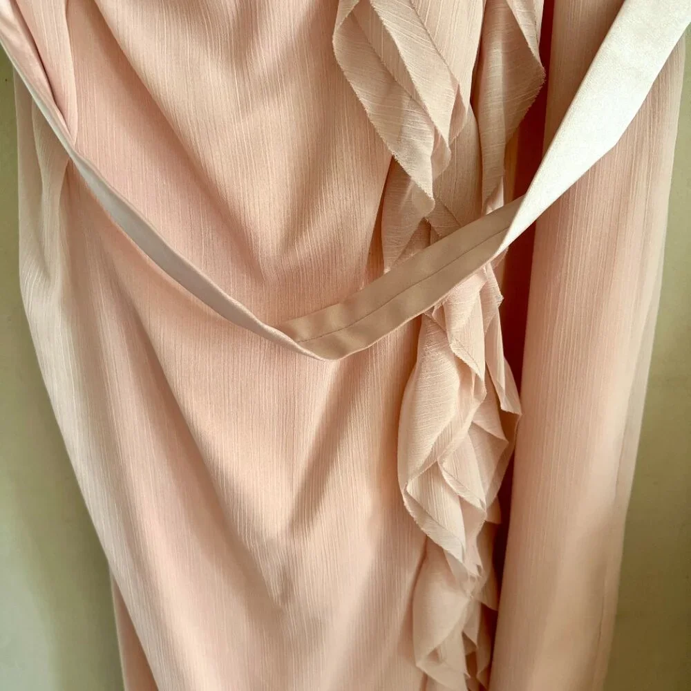 Vera Wang "WHITE" David's Bridal blush one shoulder ruffle maxi dress 2X - Picture 12 of 12